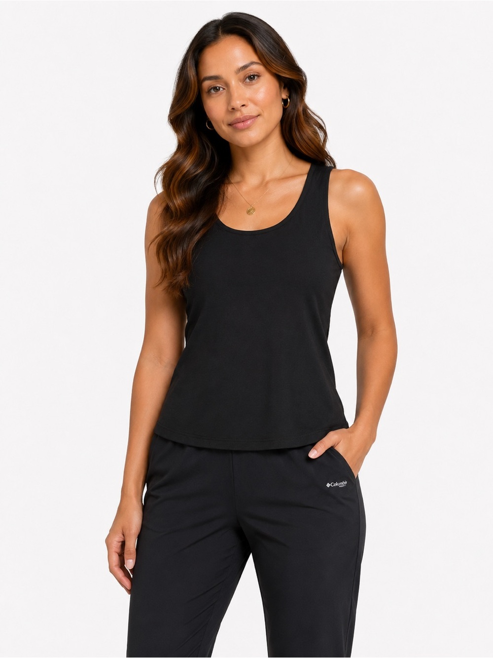 32 Degrees Cool Ladies' Tank with Built in Bra Soft Textured, Black, Size L